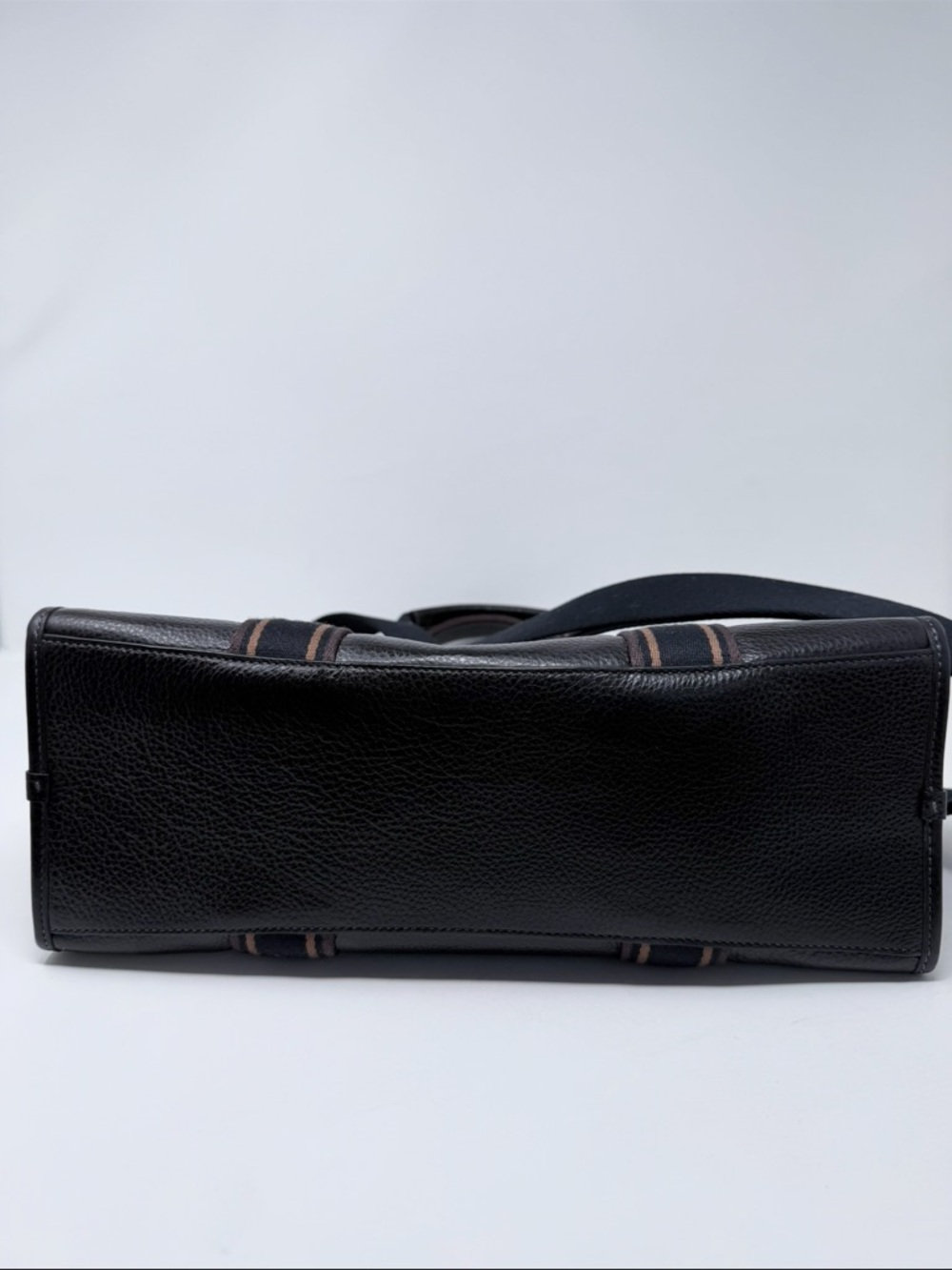 Coach Black Pebbled Leather tote with Signature Webbing - Picture 3 of 5